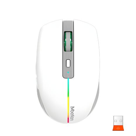 MEETION Dual Mode Gaming Mouse BTM002 |1000-1200-1600dpi, 6keys, Type-C Charging, RGB, 2.4G+Bluetooth| white