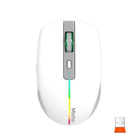 MEETION Dual Mode Gaming Mouse BTM002 |1000-1200-1600dpi, 6keys, Type-C Charging, RGB, 2.4G+Bluetooth| white