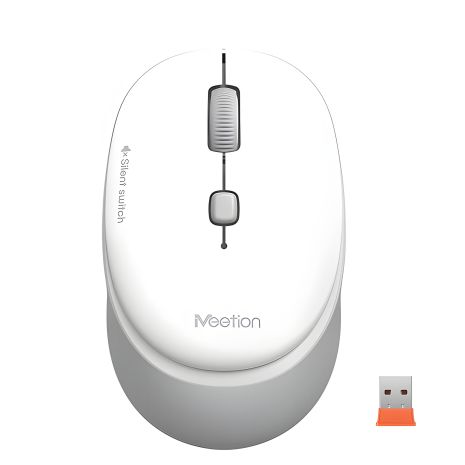 Бездротова миша MEETION 2.4G Wireless Office Mouse R571, 1000, 1200, 1600 DPI, 1хAA, white-grey