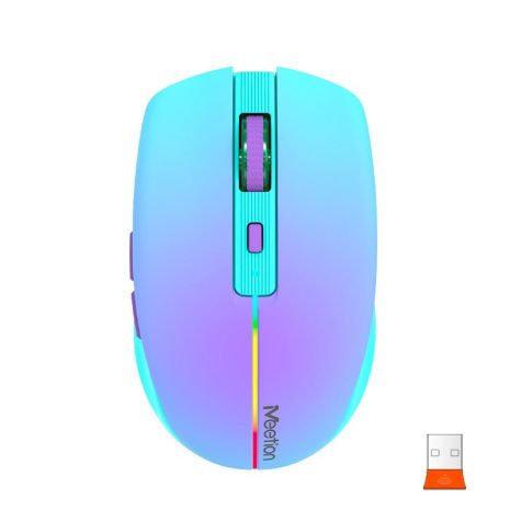MEETION Dual Mode Gaming Mouse BTM002 |1000-1200-1600dpi, 6keys, Type-C Charging, RGB, 2.4G+Bluetooth| purple