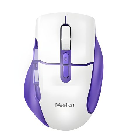 MEETION Wireless Gaming Mouse BTM001 2.4G+Bluetooth |800-2400dpi, 7 Keys, 35/140h, Type-C Charging, RGB| white-purple