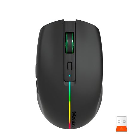MEETION Dual Mode Gaming Mouse BTM002 |1000-1200-1600dpi, 6keys, Type-C Charging, RGB, 2.4G+Bluetooth| black