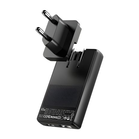 Зарядний пристрій ESSAGER Ultra Thin Gan 65W 1C1A BLACK