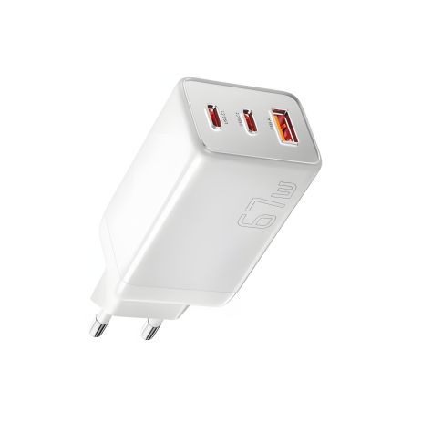 Зарядний пристрій ESSAGER ECT67W Gan 1USB 2T-C 67W white