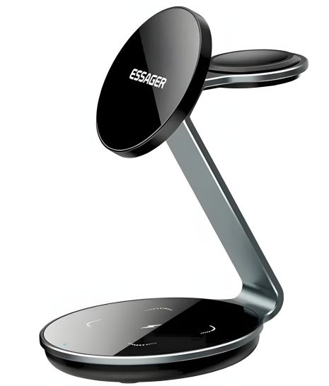 Чорний бездротовий зарядний пристрій ESSAGER EWXCX3-HY0G-Z 3 IN 1 Чорний бездротовий зарядний пристрій ESSAGER EWXCX3-HY0G-Z 3 IN 1
