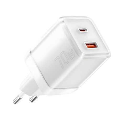 Зарядний пристрій ESSAGER EZCT70 Gan 1USB 1Type-C 70W white Зарядний пристрій ESSAGER EZCT70 Gan 1USB 1Type-C 70W white