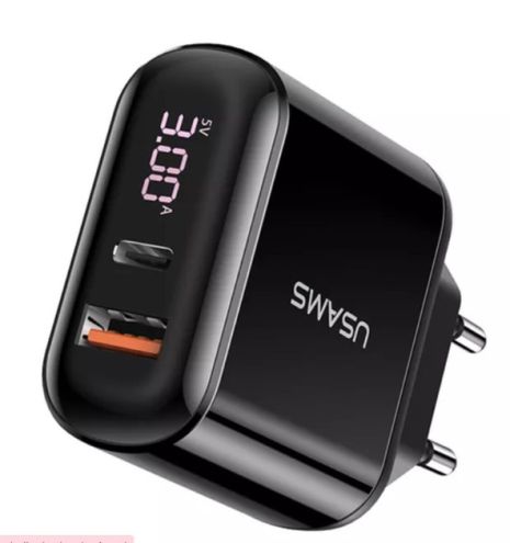 Зарядний пристрій UsamsUS-CC085 T23 QC3.0+PD3.0 18W Digital Display black
