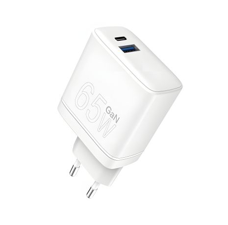 WUW-C175 GaN USB A+USB C зарядное устройство 65W white WUW-C175 GaN USB A+USB C зарядное устройство 65W white