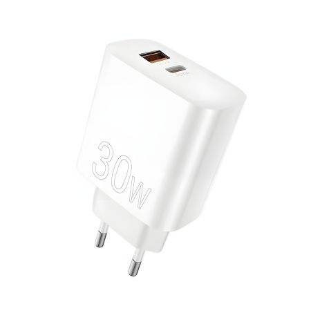 Зарядний пристрій WUW-C208 30W PD USB-C + USB QC3.0 18W white Зарядний пристрій WUW-C208 30W PD USB-C + USB QC3.0 18W white