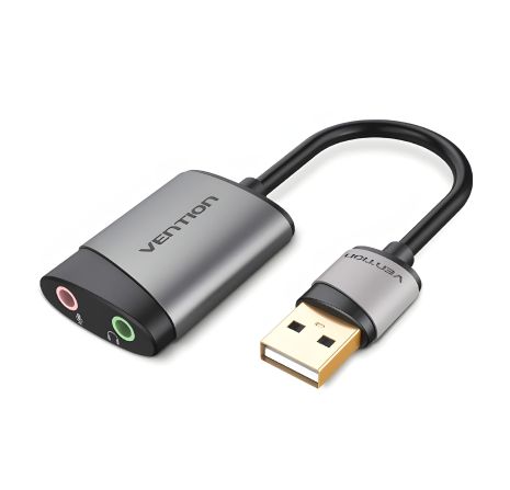 Адаптер Vention USB External Sound Card 0.15M Gray Metal Type (CDKHB) Адаптер Vention USB External Sound Card 0.15M Gray Metal Type (CDKHB)