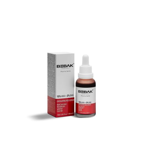 Відлущуюча червона сироватка для обличчя з AHA-BHA-PHA кислотами Bebak Bebak Pharma, 30 мл Відлущуюча червона сироватка для обличчя з AHA-BHA-PHA кислотами Bebak Bebak Pharma, 30 мл