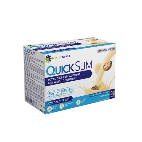 Коктейль Quick Slim «Банан с печеньем», 30 саше по 23 г