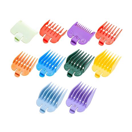 Набір насадок для машинки для стрижки волосся в пластик боксі різнокольорові, набір 10 штук, 1,5-25 мм