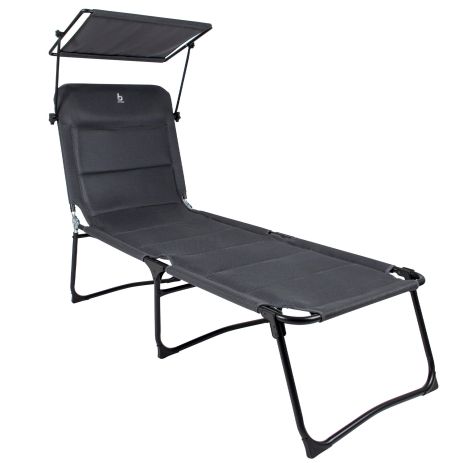 Ліжко розкладне Bo-Camp Sun Lounger With Sunscreen 5 Positions Grey (1304492)