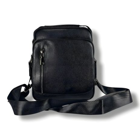 Черная мужская сумка через плечо из натуральной кожи, вместительная и удобная