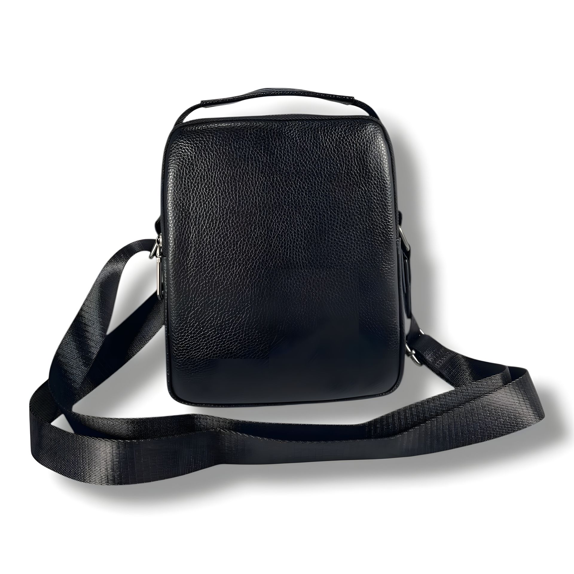 Черная стильная мужская кожаная сумка через плечо Черная стильная мужская кожаная сумка через плечо