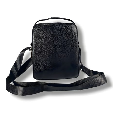 Черная стильная мужская кожаная сумка через плечо