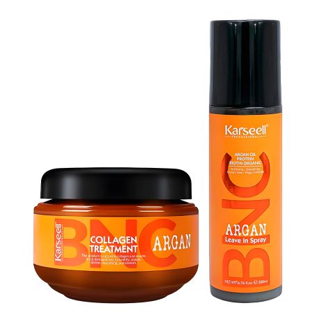 Набір Karseell BNC Argan DUO-3 Колагенова маска і незмивний спрей для пошкодженого волосся, 550/200 мл