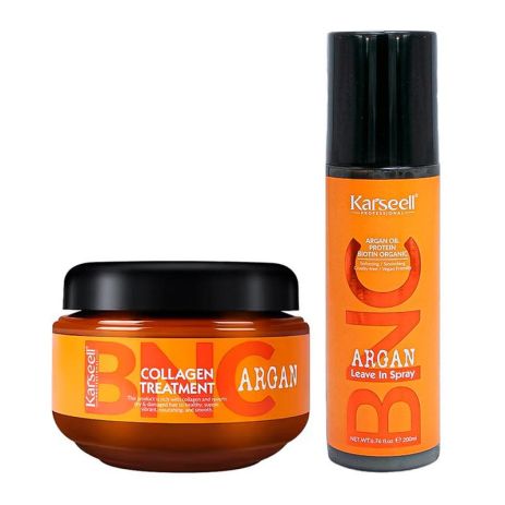 Набір Karseell BNC Argan DUO-3 колагенова маска і незмивний спрей для пошкодженого волосся, 550/200 мл