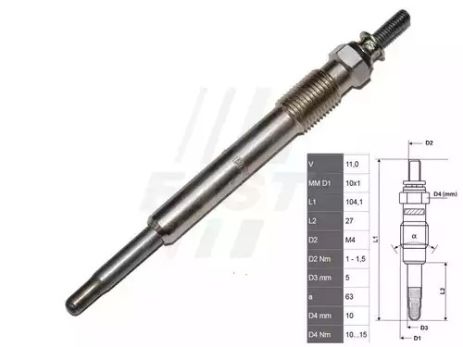 Свеча накаливания SUZUKI GRAND, LANCIA PHEDRA, FIAT ULYSSE, FAST (FT82732)