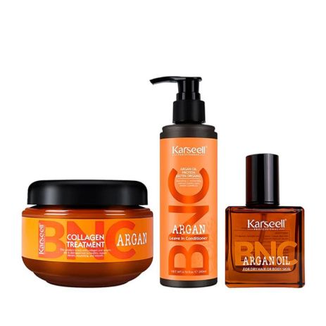 Набір Karseell BNC Argan TRIO-1 колагенова маска, кондиціонер і арганова олійка для волосся, 550//200/60 мл