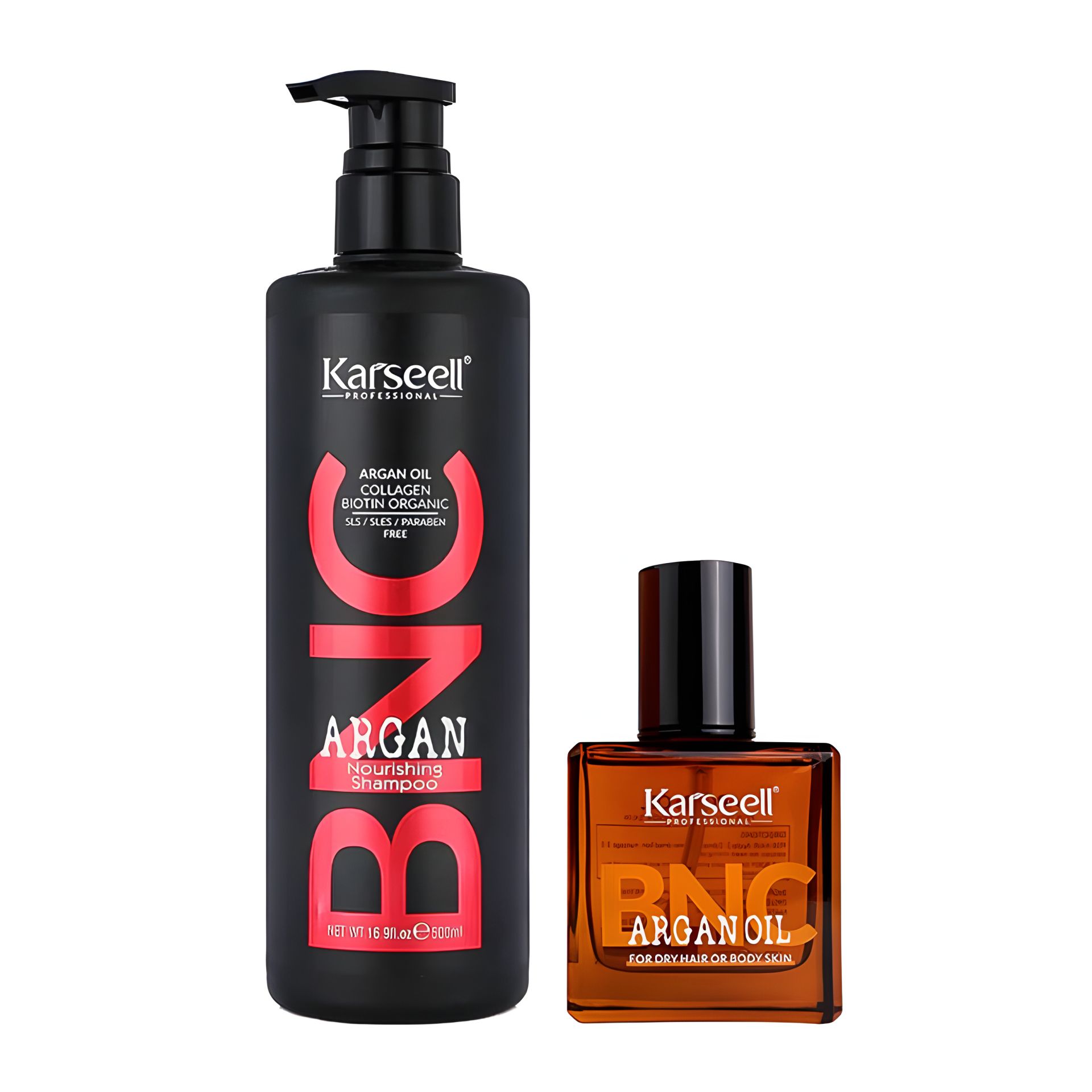 Живильний набір від Karseell BNC Argan DUO-5: шампунь і арганова олійка для пошкодженого волосся, об'ємом 500/60 мл Живильний набір від Karseell BNC Argan DUO-5: шампунь і арганова олійка для пошкодженого волосся, об'ємом 500/60 мл