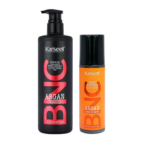 Набір Karseell BNC Argan DUO-7 живильний шампунь і незмивний спрей для пошкодженого волосся, 500/200 мл Набір Karseell BNC Argan DUO-7 живильний шампунь і незмивний спрей для пошкодженого волосся, 500/200 мл
