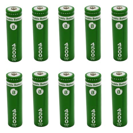 Акумулятори 18650 (10шт) 1200 mAh 3.7V, 4500 mWh/з носиком (реальна ємність)