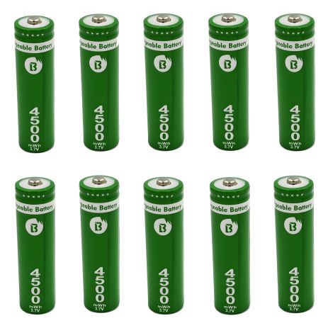 Акумулятори 18650 (10шт) 1200 mAh 3.7V, 4500 mWh/з носиком (реальна ємність)