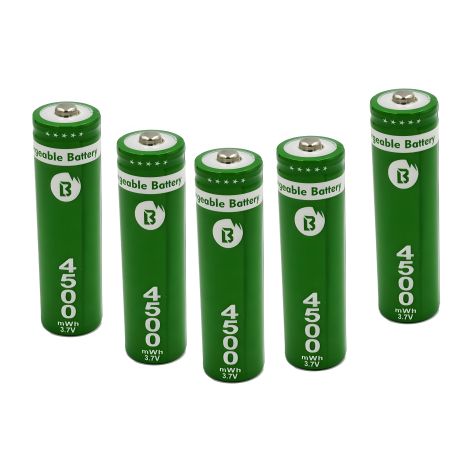 Акумулятори 18650 комплект (5шт) 1200 mAh 3.7V / 4500 mWh з носиком