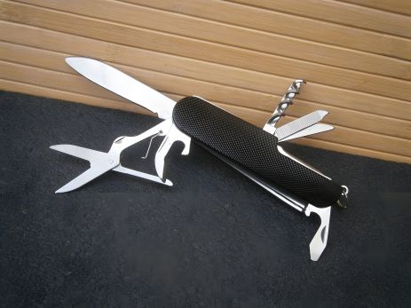 Карманный туристический многофункциональный нож Travel Outdoor 11 функций черный