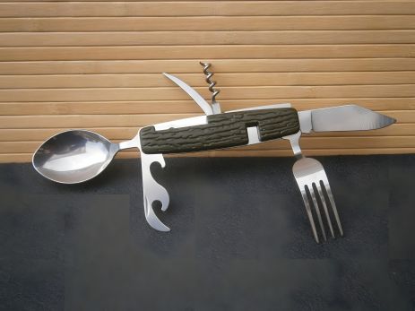 Набір Travel Outdoor столових приладів 5 в 1 К605: ніж, ложка, виделка, відкривачка в чохлі Набір Travel Outdoor столових приладів 5 в 1 К605: ніж, ложка, виделка, відкривачка в чохлі