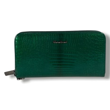 Зелений жіночий гаманець з натуральної шкіри, з застібкою на змійці