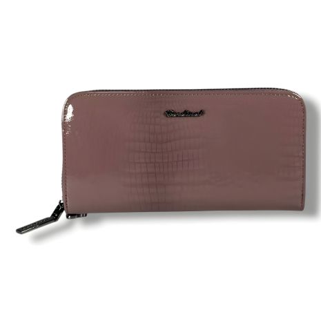 Женский кошелек из натуральной кожи, розовый, с застежкой на змейке