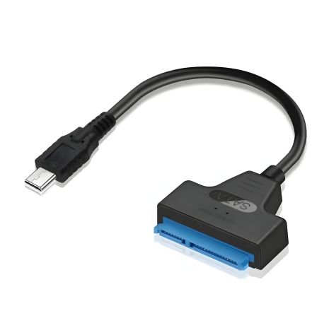 Кабель-адаптер SATA III 22pin to Type-C 6Gbps для HDD та SSD Black Кабель-адаптер SATA III 22pin to Type-C 6Gbps для HDD та SSD Black