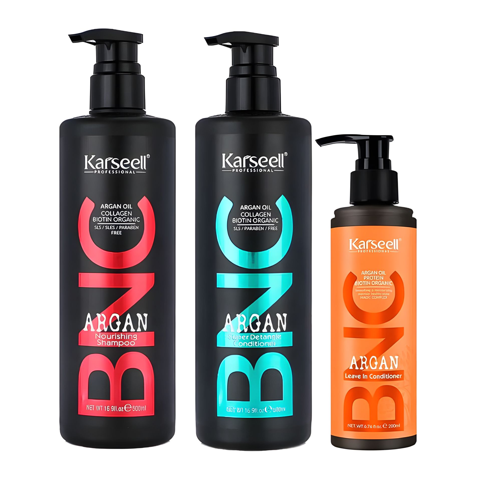 Набір Karseell BNC Argan TRIO-5 живильний шампунь, кондиціонер і крем-кондиціонер для волосся, 500/500/200 мл Набір Karseell BNC Argan TRIO-5 живильний шампунь, кондиціонер і крем-кондиціонер для волосся, 500/500/200 мл