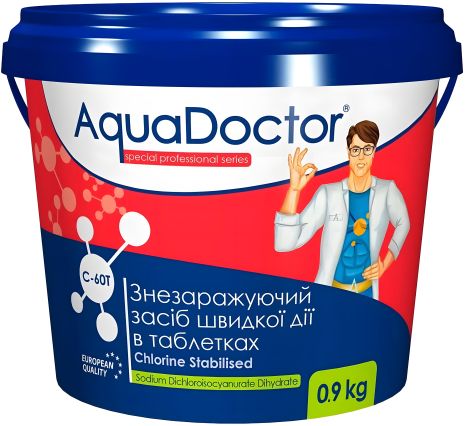 Шок-хлор для басейну в таблетках AquaDoctor C-60T 0.9 кг Шок-хлор для басейну в таблетках AquaDoctor C-60T 0.9 кг
