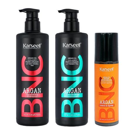 Набір Karseell BNC Argan TRIO-6 живильний шампунь, кондиціонер і спрей для волосся, 500//500/200 мл Набір Karseell BNC Argan TRIO-6 живильний шампунь, кондиціонер і спрей для волосся, 500//500/200 мл