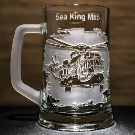 Пивний келих з гравіюванням гелікоптера Sea King, подарунковий