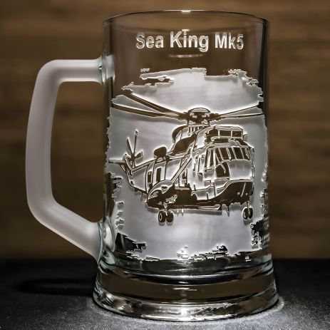 Пивний келих з гравіюванням гелікоптера Sea King, подарунковий