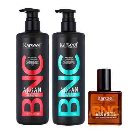 Набір Karseell BNC Argan TRIO-7 живильний шампунь, кондиціонер і арганова олійка для волосся, 500//500/60 мл Набір Karseell BNC Argan TRIO-7 живильний шампунь, кондиціонер і арганова олійка для волосся, 500//500/60 мл