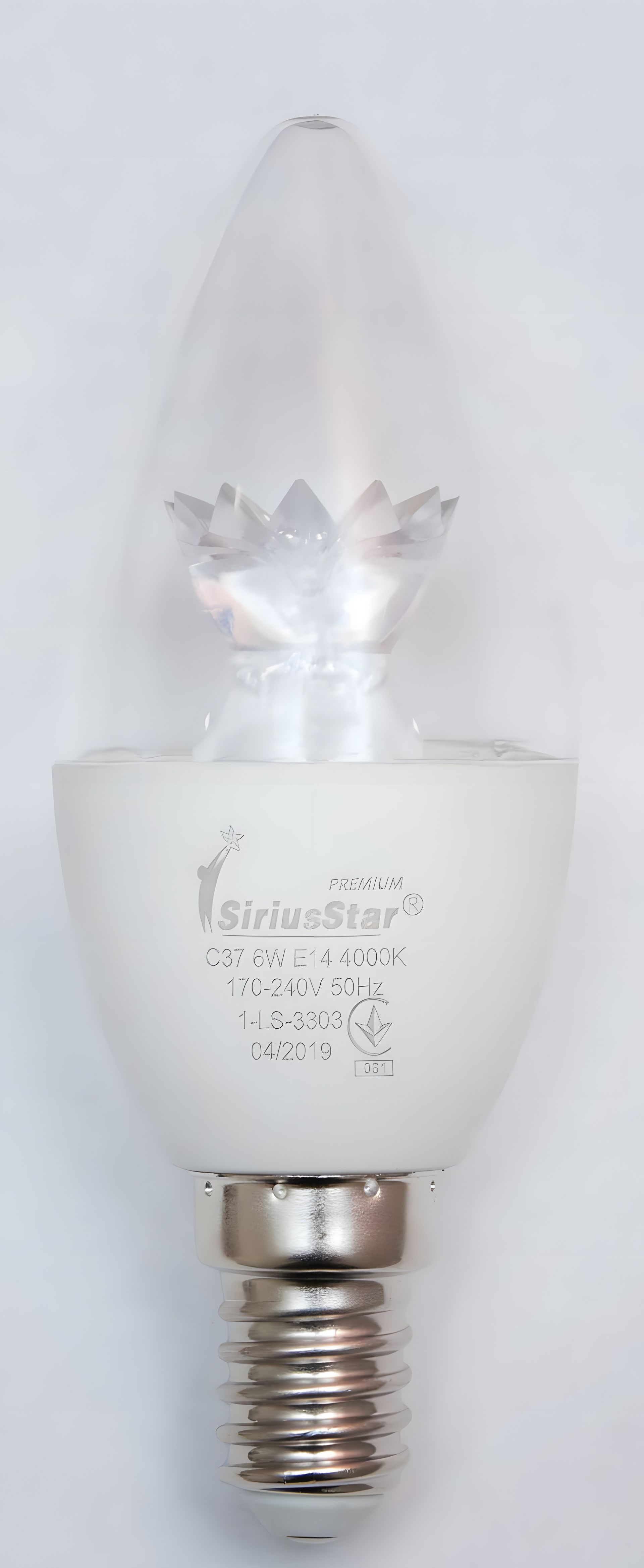 Лампа светодиодная SIRIUSSTAR 3303 С37 crystal 6W-4000K-E14 Лампа светодиодная SIRIUSSTAR 3303 С37 crystal 6W-4000K-E14