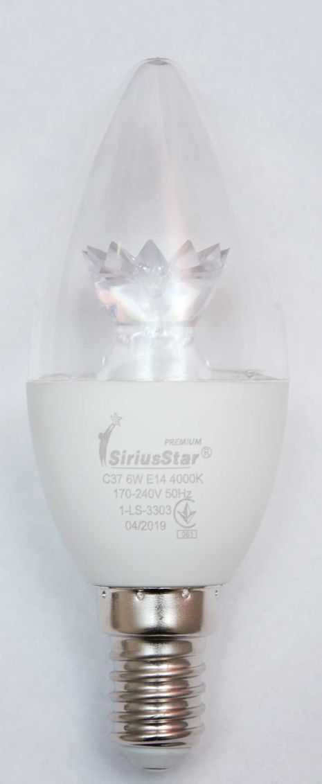 Світлодіодна лампа SIRIUSSTAR 3303 С37 crystal 6W-4000K-E14