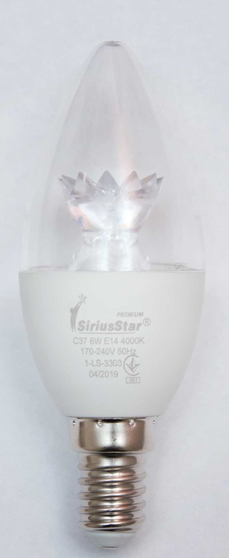Світлодіодна лампа SIRIUSSTAR 3303 С37 crystal 6W-4000K-E14