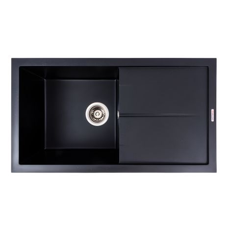 Гранітна мийка для кухні VALESO SOLID 7843 матова Чорний металік преміум