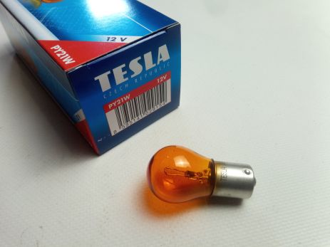 Лампа з цоколем TESLA 12V PY21W (B52301) (10 шт. в уп.) оранжева, ціна за 1 шт.