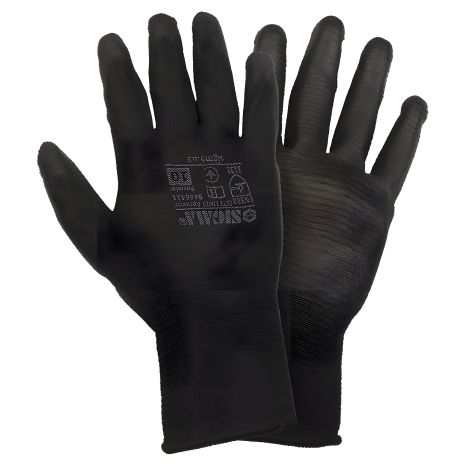Рукавички трикотажні з частковим ПУ покриттям р10 (чорно-сірі манжет) SIGMA 9446411