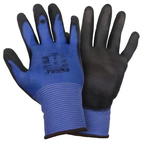 Рукавички трикотажні з частковим ПУ покриттям р10 (синьо-чорні манжет) SIGMA 9446431
