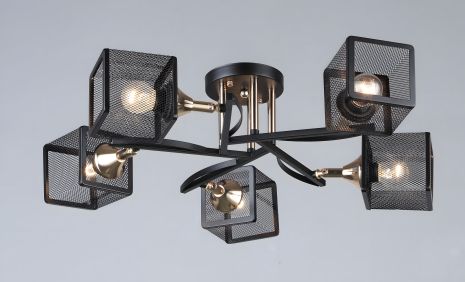Чорна стельова люстра B N5708/5 BK+FGD