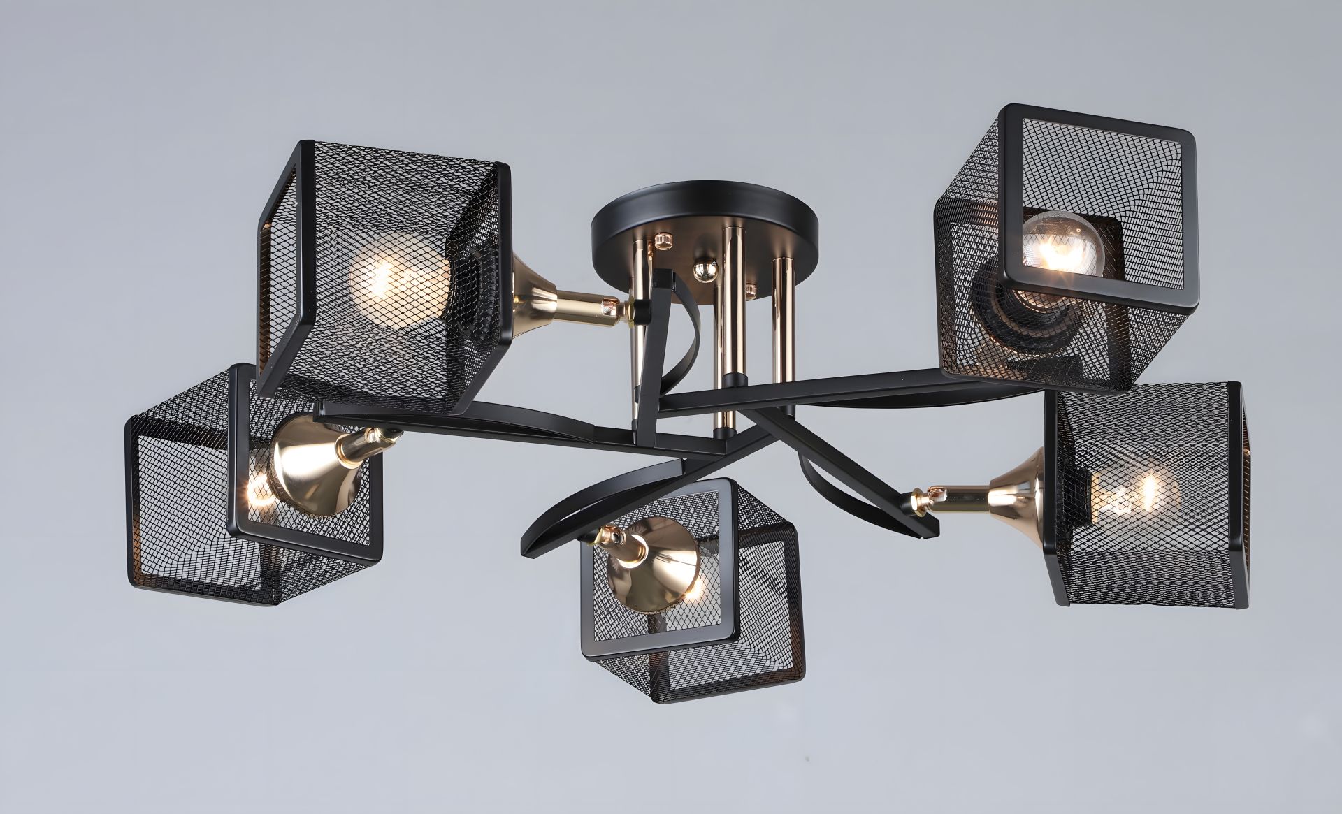 Чорна стельова люстра B N5708/5 BK+FGD Чорна стельова люстра B N5708/5 BK+FGD